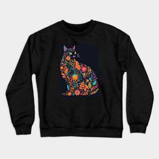 Fancy And Fine Flowered Cat Garden Design Crewneck Sweatshirt